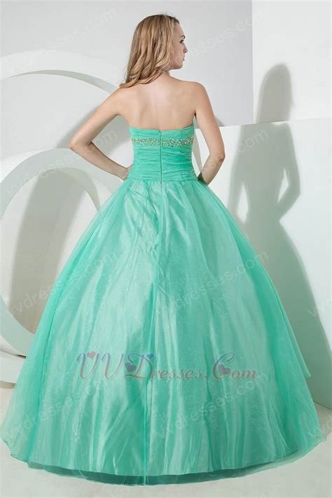 Fashionable Strapless Turquoise Blue Puffy Quinceanera Dress