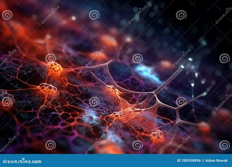 3d Illustration Of Active Nerve Cells Visualization Of Neuronal