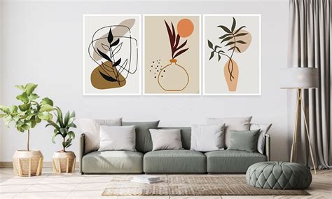 Jogo de Quadros Decorativos Triplo Molduras Marília Flores Minimalistas