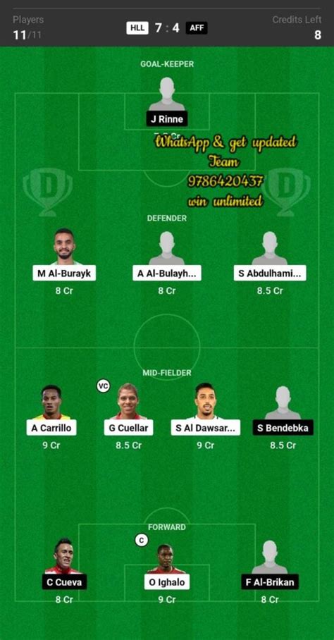 Hll Vs Aff Dream Team Fantasy Prediction Saudi Arabian League