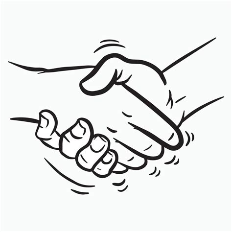 black and white handshake cartoon vector illustration 3415773 Vector ...