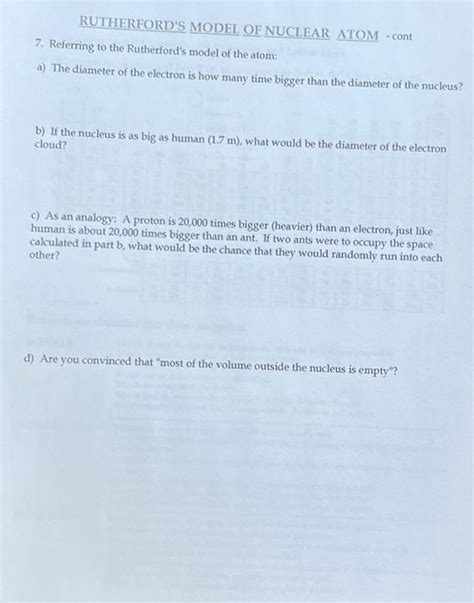 Solved Referring to the Rutherford's model of the atom: a) | Chegg.com