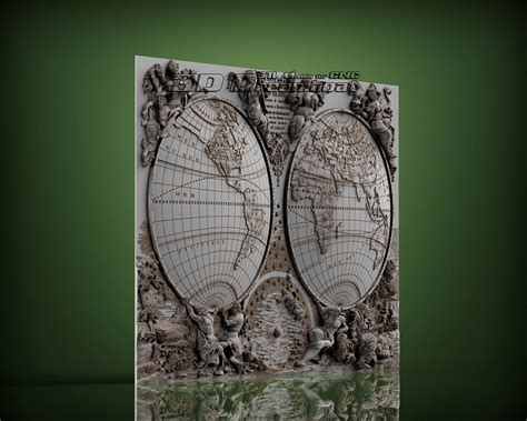 The World Map D Stl Model For Cnc Router Artcam Vetric Etsy