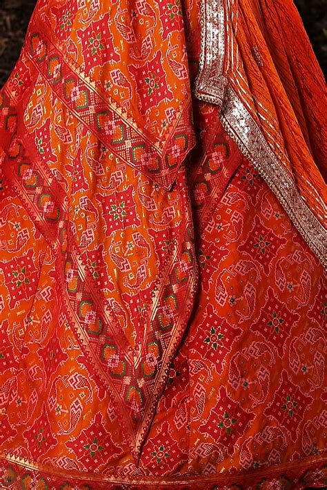 Carrot Orange Embroidered Wedding Lehenga Set By Aditi Gupta At Pernia