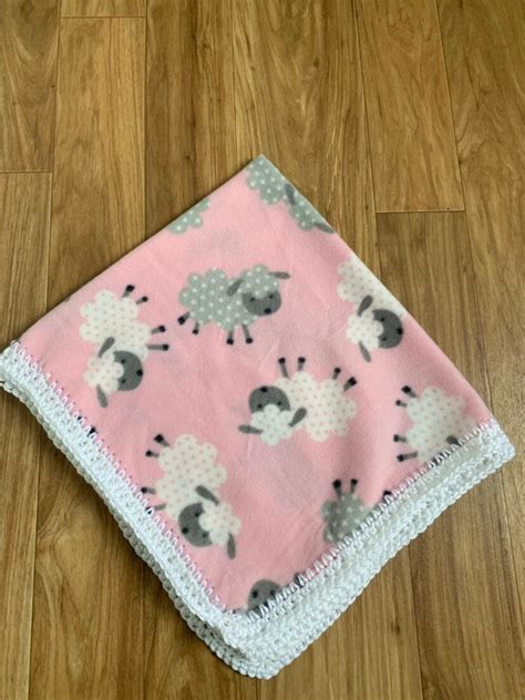 Sheep Baby Blanket Pink Baby Blanket Baby Blanket Farm Etsy