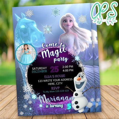 Editable Frozen 2 Elsa Birthday Invitation With Photo Diy