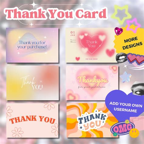 Jual Thank You Card Aesthetic Y2k Trendy Olshop Kartu Terima Kasih Online Shop Estetik