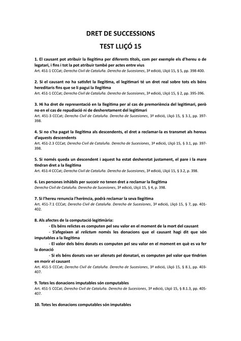 TEST test tema 15 para practicar DRET DE SUCCESSIONS TEST LLIÇÓ 15