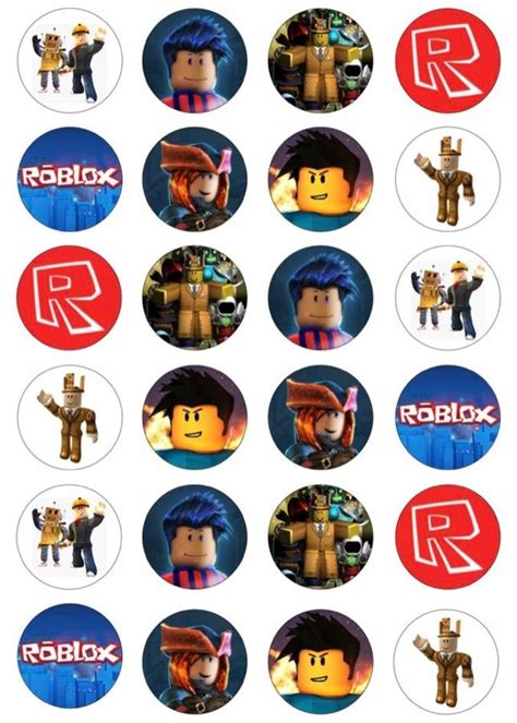 Opłatek na Muffinki Babeczki ROBLOX Dekoracja Urodziny Wydruk Waflowy