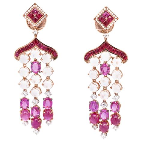 Harry Winston Ruby Diamond Yellow Gold Earrings For Sale At 1stdibs