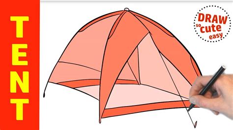 How To Draw A Tent Camping Tent Drawing Draw So Cute Easy Youtube