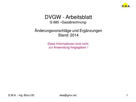 PPT DVGW Arbeitsblatt G 685 Gasabrechnung Änderungsvorschläge und