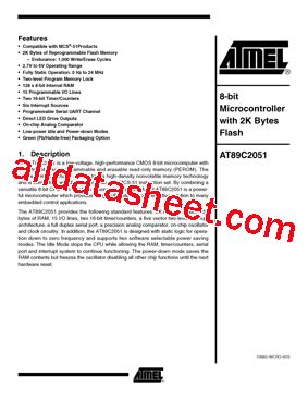 AT89C2051 24PU Datasheet PDF ATMEL Corporation