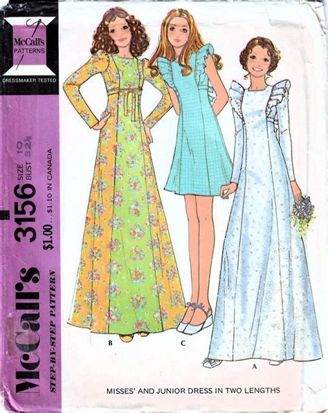 1970s Mccall S 3156 UNCUT Vintage Sewing Pattern Misses Empire Waist