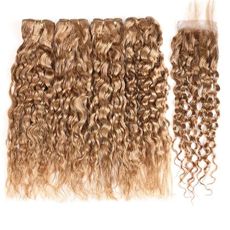 Amazon XCCOCO 27 Honey Blonde Wet And Wavy Human Hair 4 Bundles