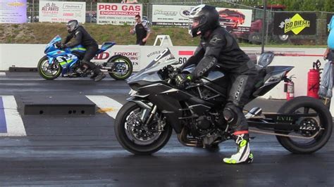 GSXR Vs H2 Kawasaki Drag Race YouTube