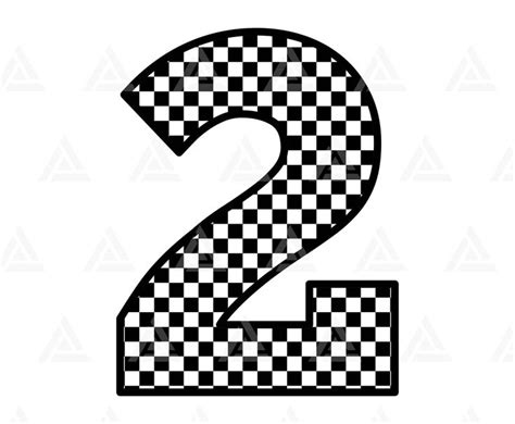 Checkered Number Two Svg Checkered Svg Checkerboard Svg Checkers