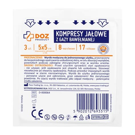 Doz Product Kompresy Ja Owe Z Gazy Bawe Nianej Nitkowej