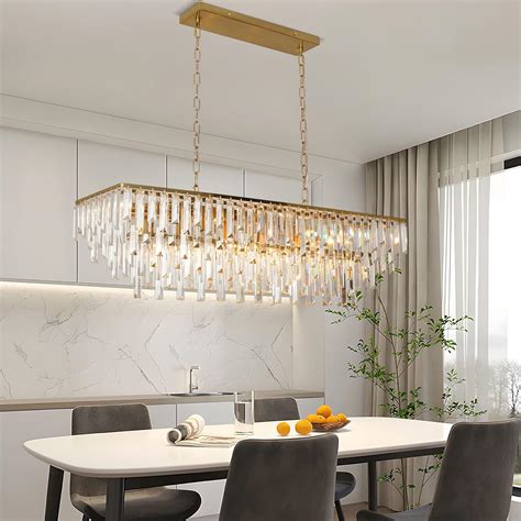 Amazon Gold K9 Crystal Chandelier Rectangle Modern Rectangular