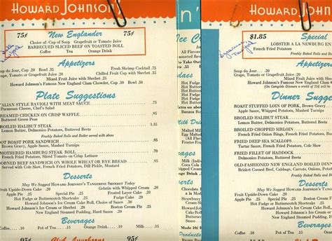 Vintage Howard Johnson Menu Vintage Menu Orange Drinks Food History