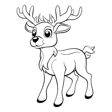 Black and White Cartoon Illustration of Reindeer Animal for Coloring ...