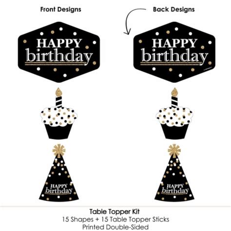 Big Dot Of Happiness Adult Happy Birthday Gold Centerpiece Sticks