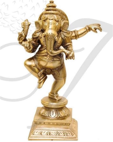 Buy ARTSIKIA Brass Dancing Ganesh Golden Color Handmade Sculpture