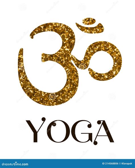 Golden Om Symbol And The Inscription Yoga With The Image Of A Lotus