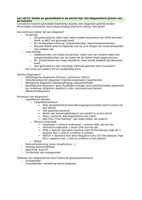 GEZ Notities Les 19 12 Ziekte En Gezondheid In De Eerste Lijn Het