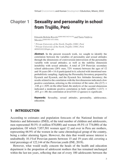 Pdf Sexuality And Personality In School From Trujillo Perú