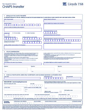 Fillable Online CHAPS Transfer Lloyds Bank BInternationalb Fax Email