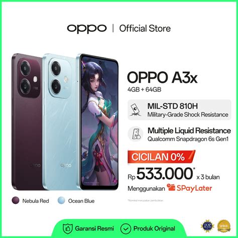 Jual Oppo A3x 4gb 4gb 64gb [45w Supervooc Qualcomm® Snapdragon® 6s