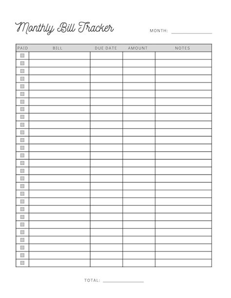 Monthly Bill Payment Tracker Printable Bill Pay Checklist Etsy