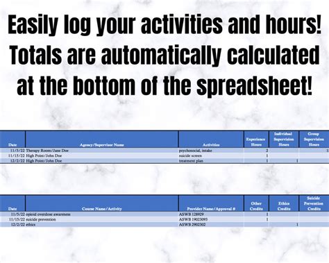 Clinical Hours Log Ceu Tracker Bundle Clinical Hours Etsy