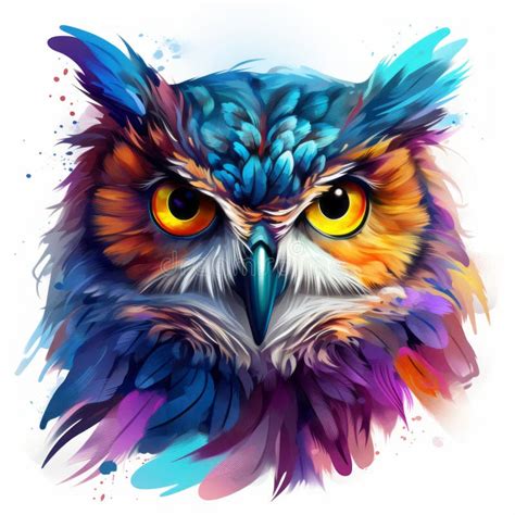 An Illustration of an Owl with Colorful Eyes Stock Illustration ...