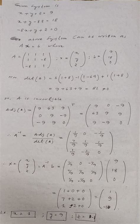 Solved Solve The System By Inverting The Coefficient Matrix And