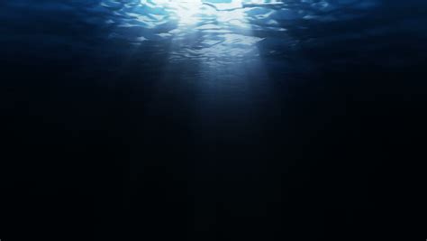 Dark Underwater Scene With Waves And Sun Lights Stock Footage Video