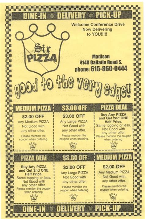 Sir Pizza Menu In Madison Tennessee Usa