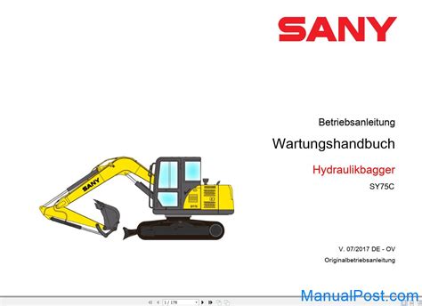 Sany Hydraulic Excavator Sy Shop Manuals And Schematics En De Zh