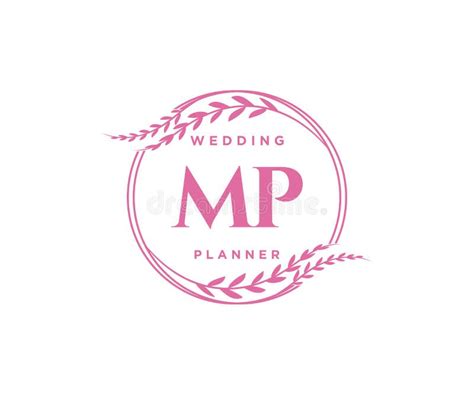 Mp Initials Letter Wedding Monogram Logos Collection Hand Drawn Modern