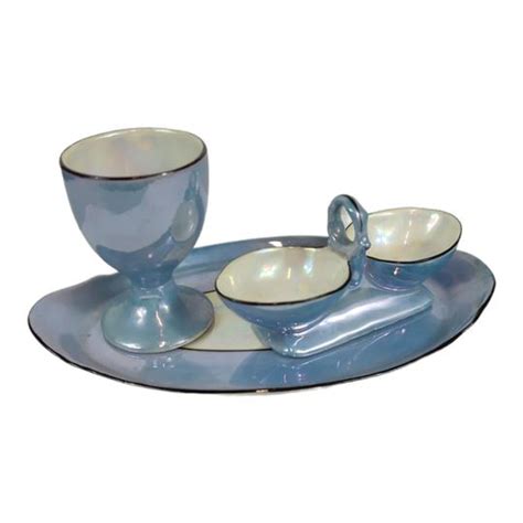 N Cessaire Pour D Gustation Des Ufs En Porcelaine Bleue Blanche Iris E