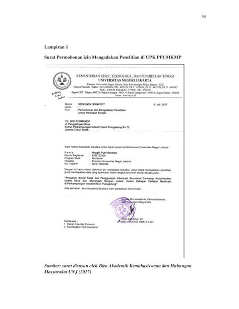 PDF Lampiran 1 Surat Permohonan Izin Mengadakan Penelitian Di