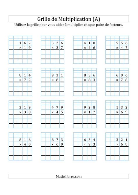 Multiplication de Nombres à 3 Chiffres par des Nombres à 2 Chiffres