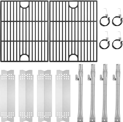 Delsbbq Cast Iron Grill Grates Heat Plates And Burner Tube For Nexgrill 4 Burner