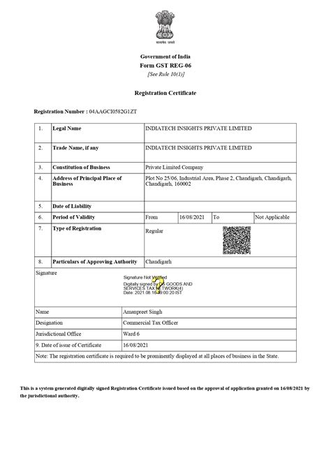 Certificate Indiatech Insights Private Limited