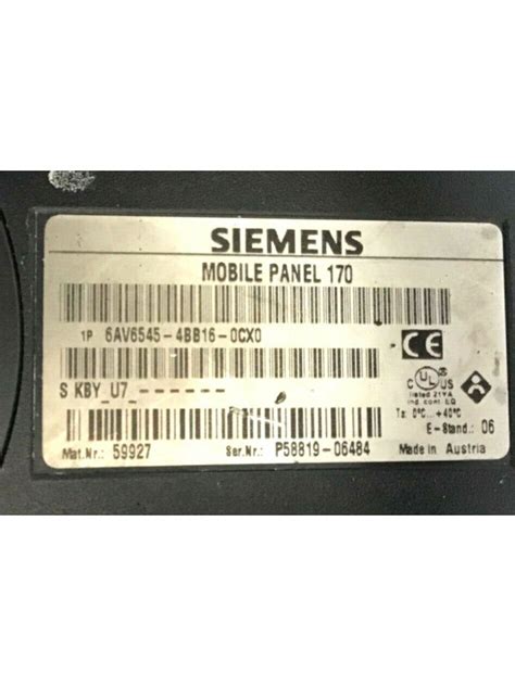 Siemens Mobile Panel 170 6av6545 4bb16 0cx0 E Stand 6