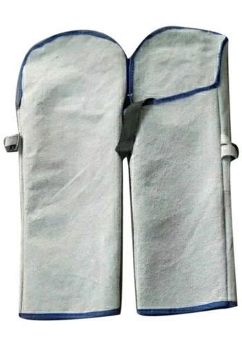 Gray White Leather Welding Hand Sleeves For Safety For Industrial At