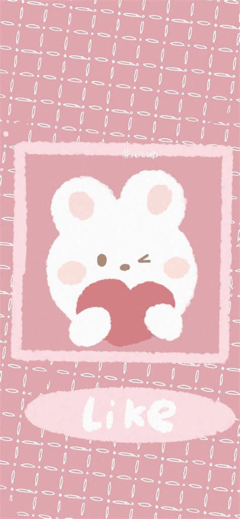 A Pink Background With A White Teddy Bear On It S Face And The Words Like