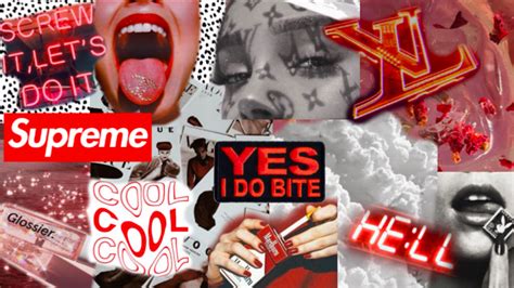 Neon Red Aesthetic Collage Wallpaper Laptop - Fotomuslik