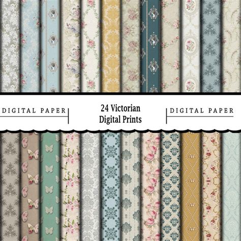 24 Vintage Victorian Papers Printable Digital Etsy